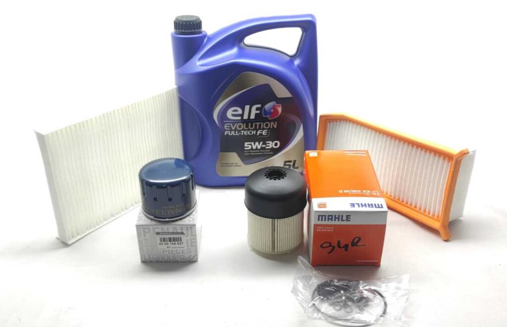 Clio 4 - IV 1.5Dci K9K Yağ Bakım Seti (Yağ+Yağ Filtre+Hava Filtre+Mazot Filtre+Polen Filtre) - Yağ Bakım Seti